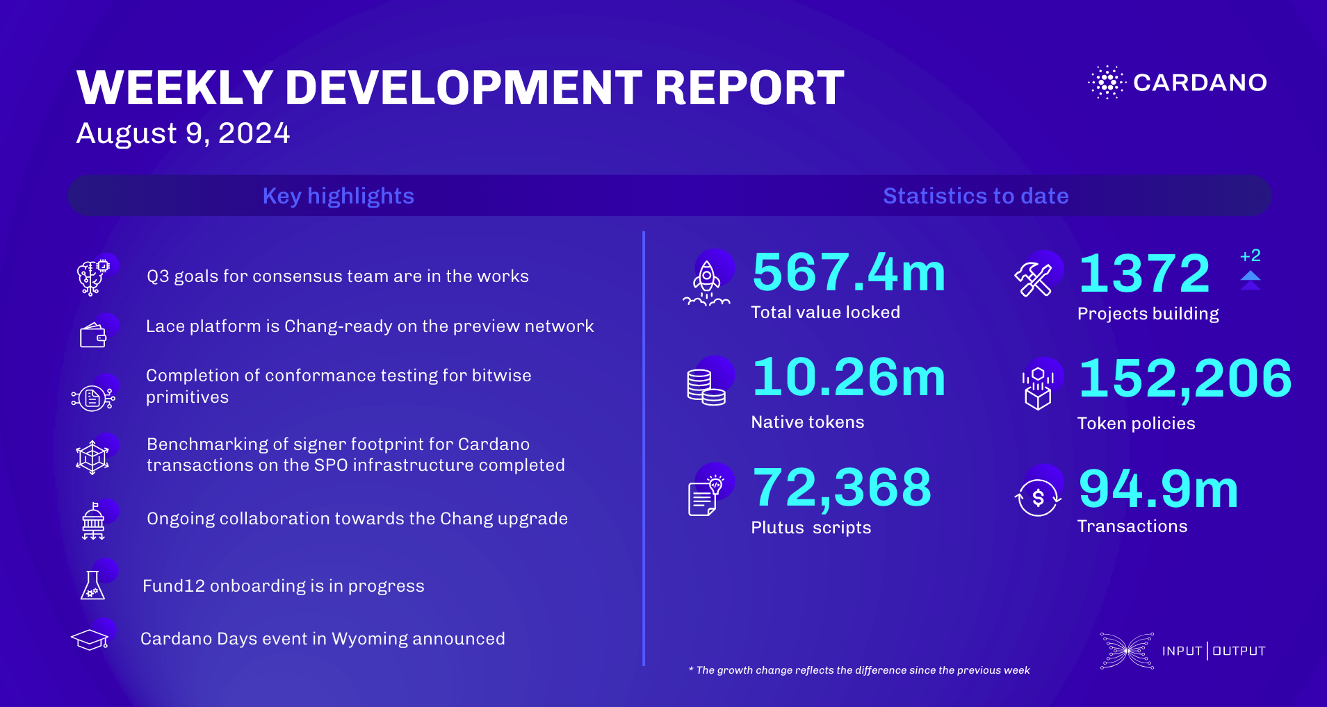 Weekly development report as of 2024-08-09