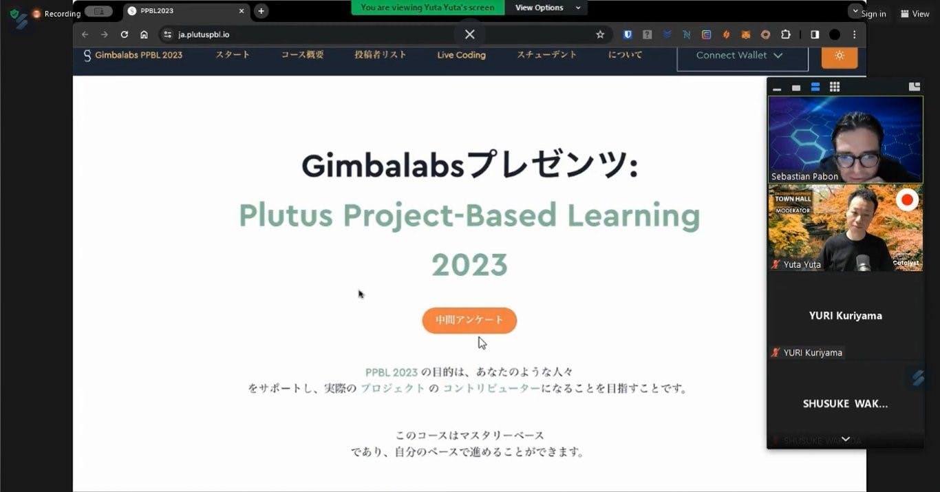 Presentation of Gimbalabs Plutus PBL- Japanese version, to the Japanese Cardano Community